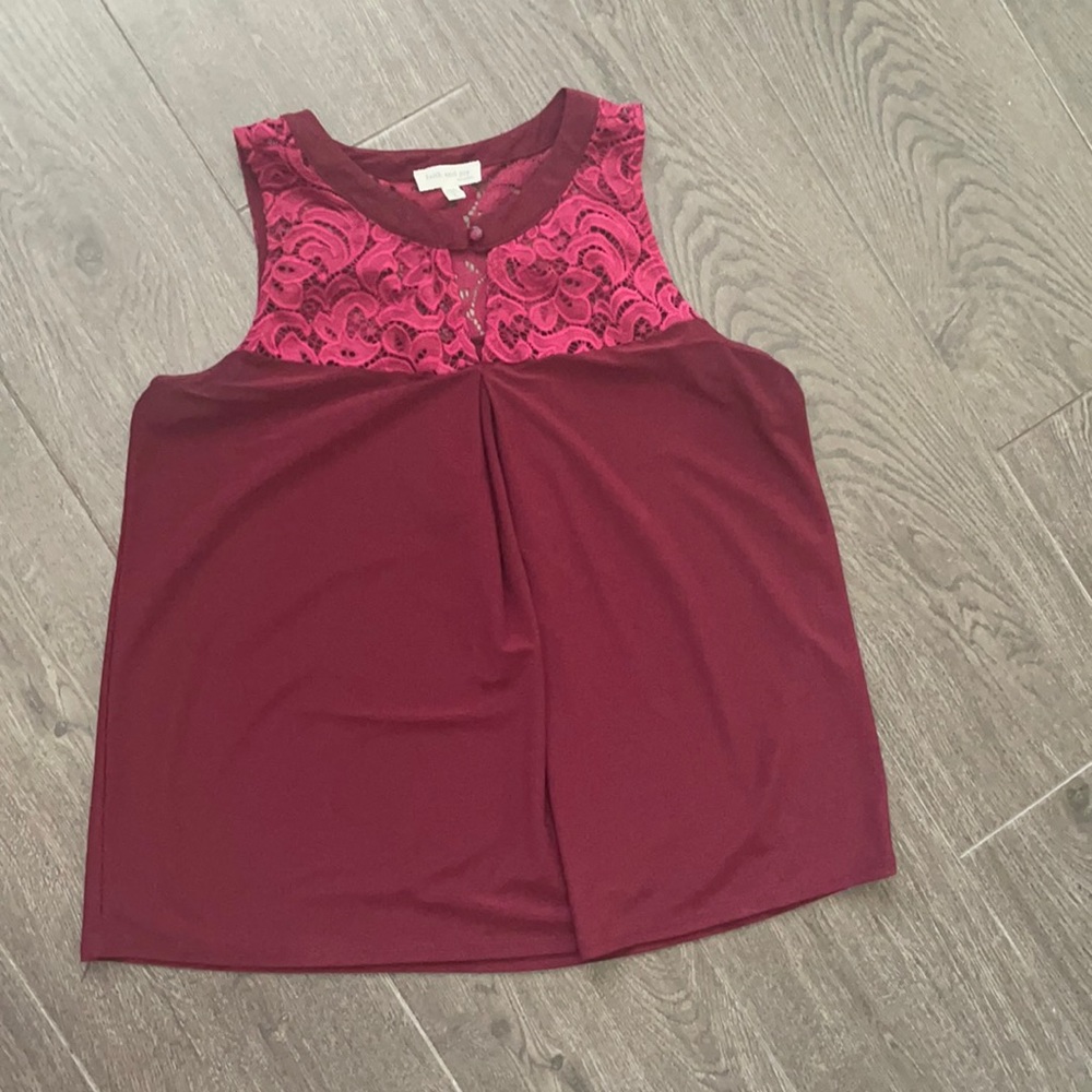 Faith and Joy burgundy top Size L